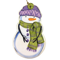 Small Snowman Ornament: Purple and Green
