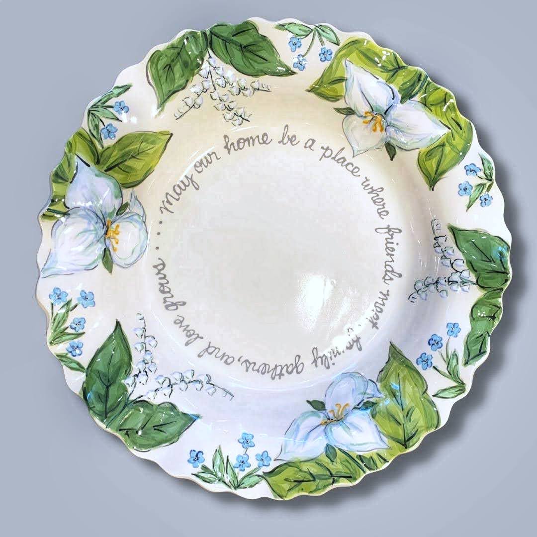 Trillium and Lily Valley Large Blessing Bowl
