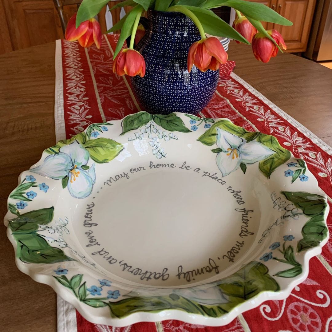 Trillium and Lily Valley Large Blessing Bowl
