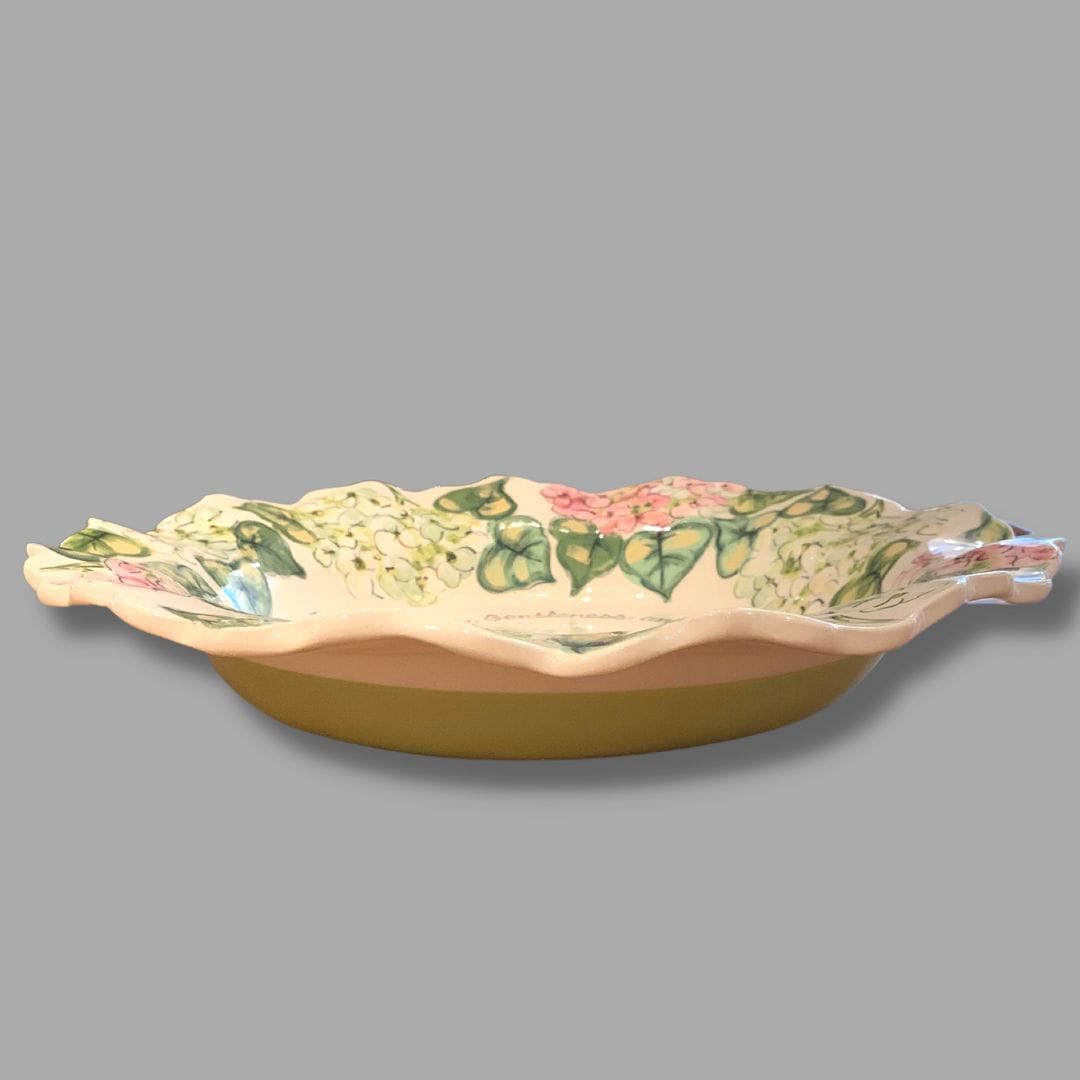 White and Pink Hydrangea Large Blessing Bowl
