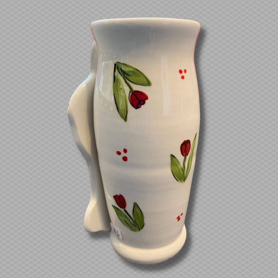 Bunny Vase with Red Tulips