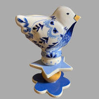 Blue & White Bird Garden Sculpture