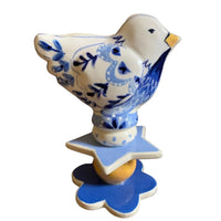 Blue & White Bird Garden Sculpture