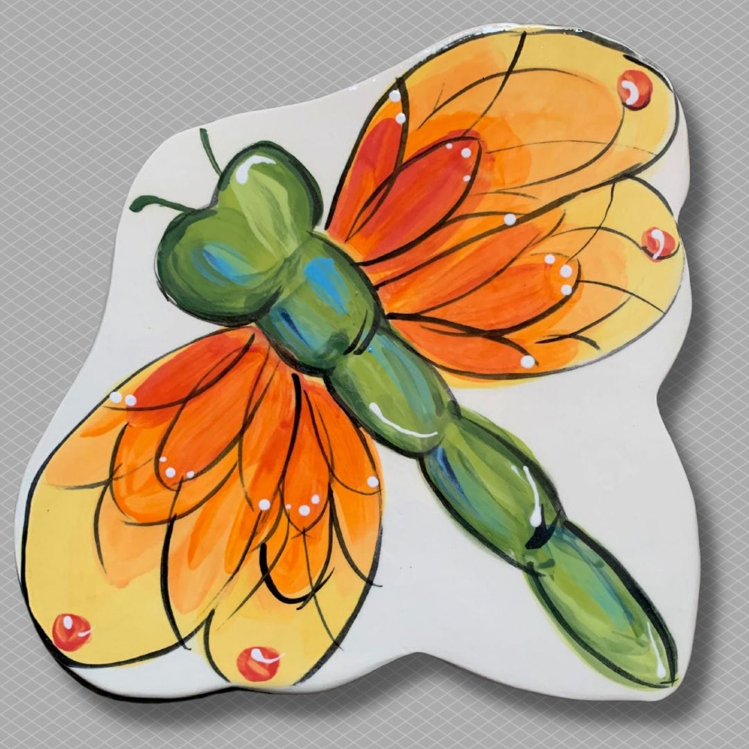 Yellow & Orange Dragonfly Garden Stake