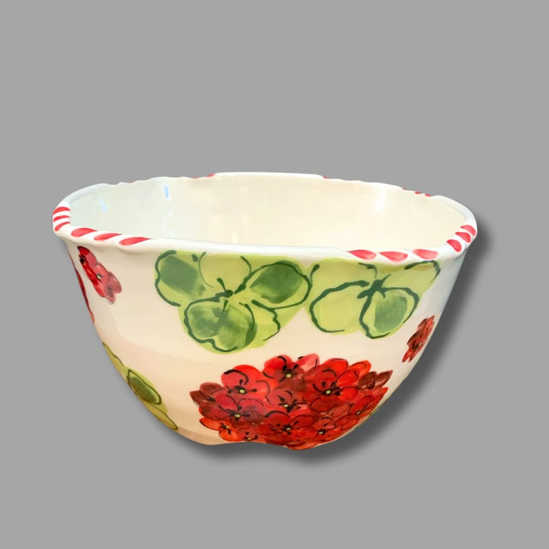 Red Geranium Serve Bowl