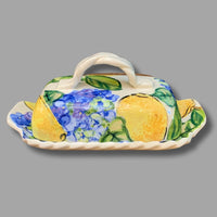 Lemon Blue Hydrangea Butter Dish