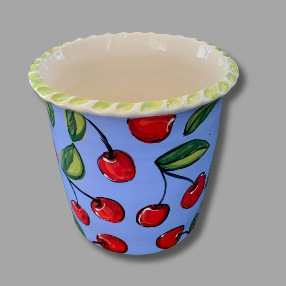 Cherry with Blue Utensil Holder