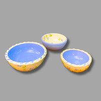 Blue Flower Nesting Dip Bowls: set of 3