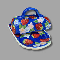 Blue Strawberry Butter Dish