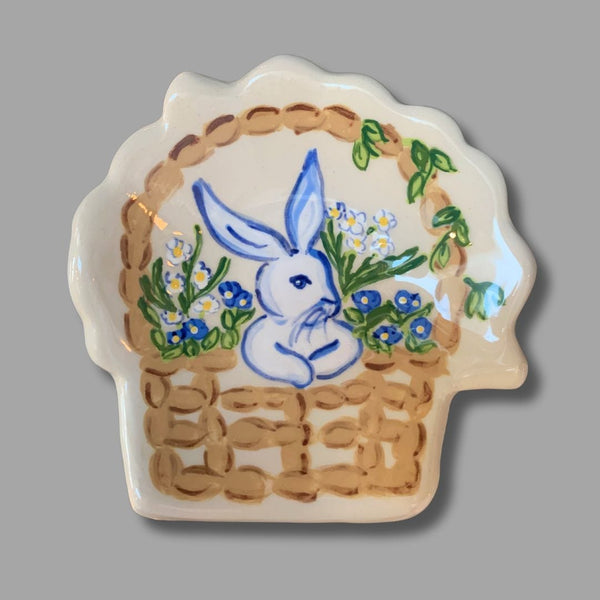 Tan Basket Bunny Tea Bag Holder/Spoon Rest