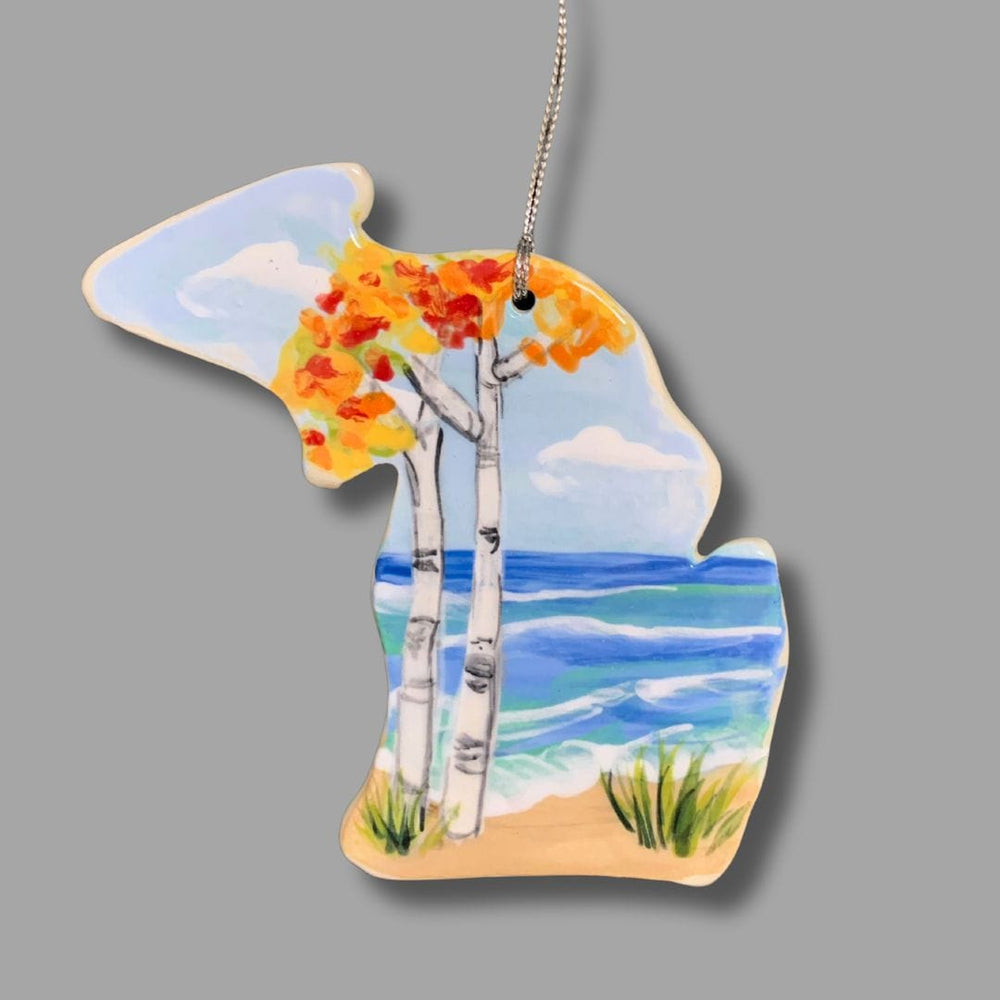 Michigan Fall Birch Tree Ornament