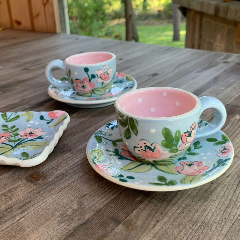 Garden Party Floral Espresso Cup and Saucer