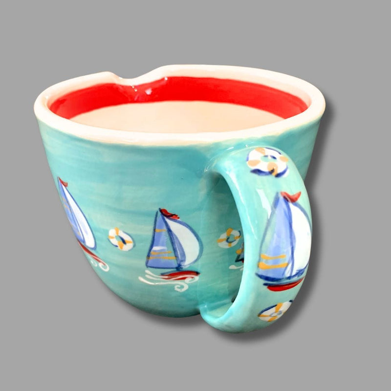 Turquoise Sailboat Batter Bowl (Large)