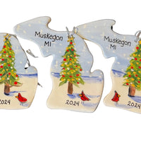Michigan Winter Christmas Tree Ornament (with UP)
