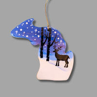 Michigan Night Sky with Deer Ornament