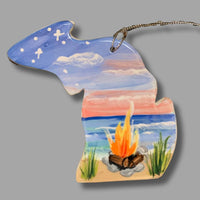 New Michigan Beach Campfire Ornament (with UP)