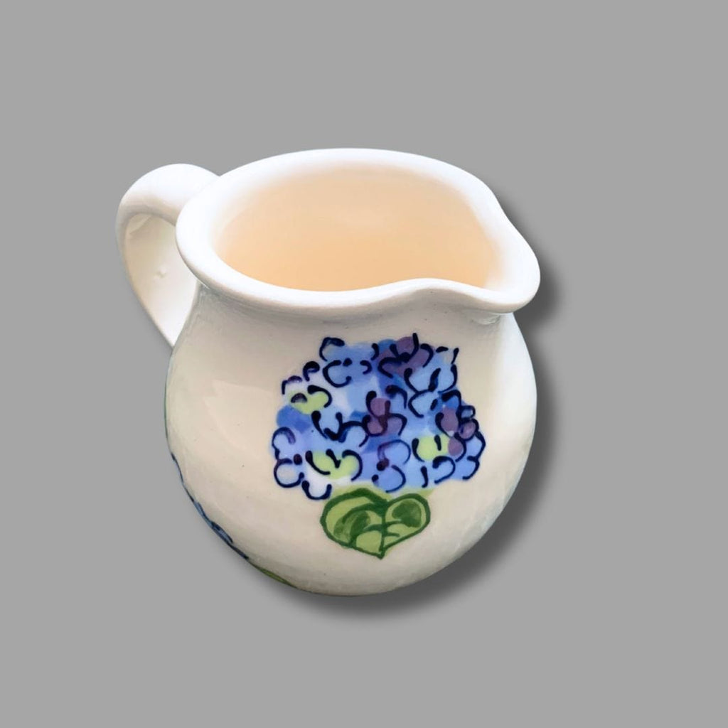 Mini Blue Hydrangea Pitcher – Heather Lane Pottery