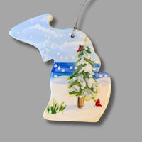 Michigan Winter Pine Ornament (with UP)