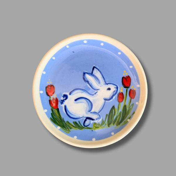 Bunny with Red Tulips on Blue Mug Cover