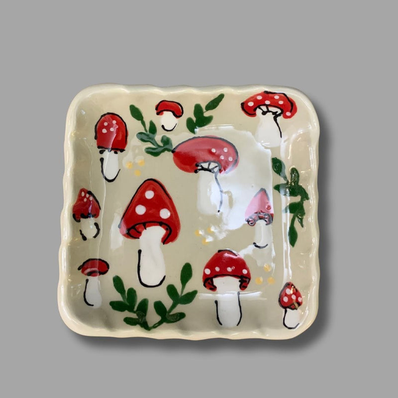 Red Mushroom Mini Square Tray