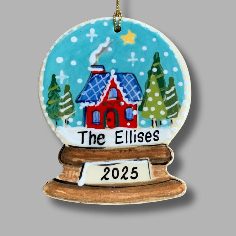 Snow Globe Christmas House Ornament