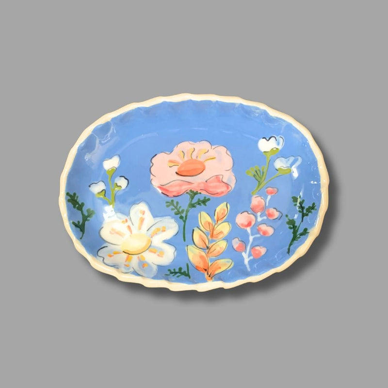 Pastel Multi-Floral Oval Small Tray