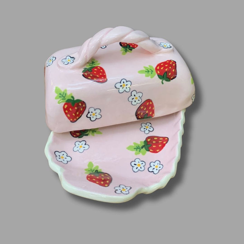 Pink Strawberry Butter Dish