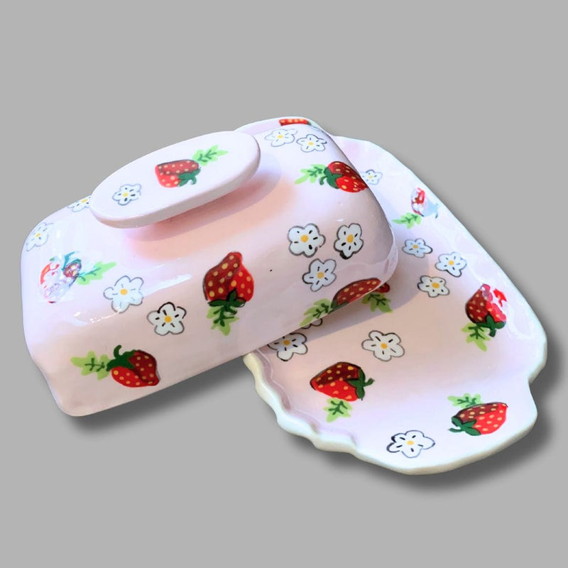 Pink Strawberry Butter Dish