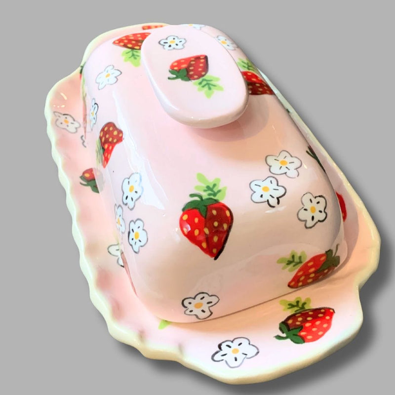 Pink Strawberry Butter Dish