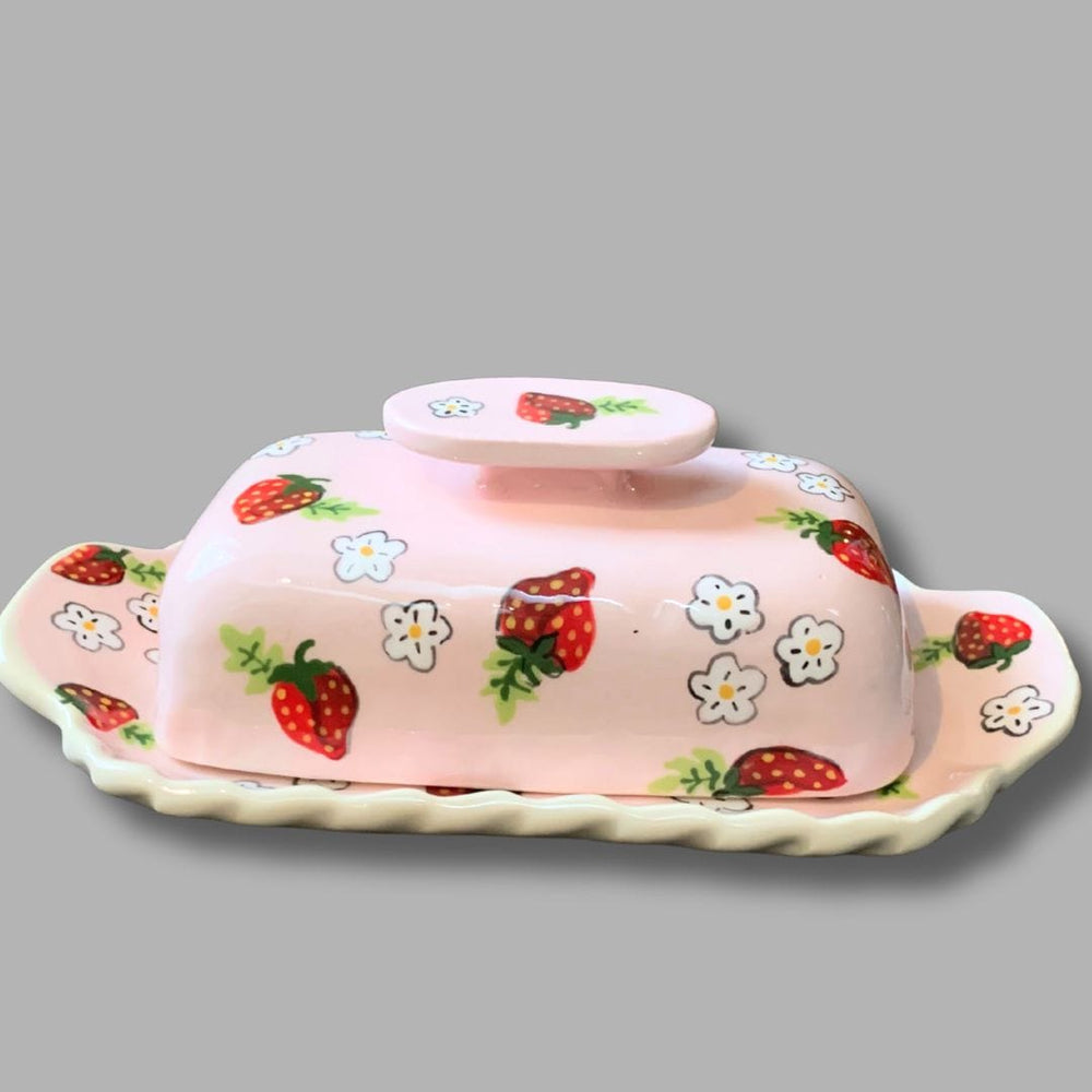Pink Strawberry Butter Dish