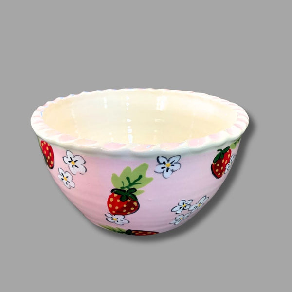 Small Pink Strawberry Serve Bowl