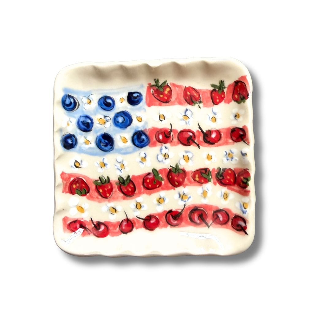 Red, White and Blue Berry Mini Square Tray