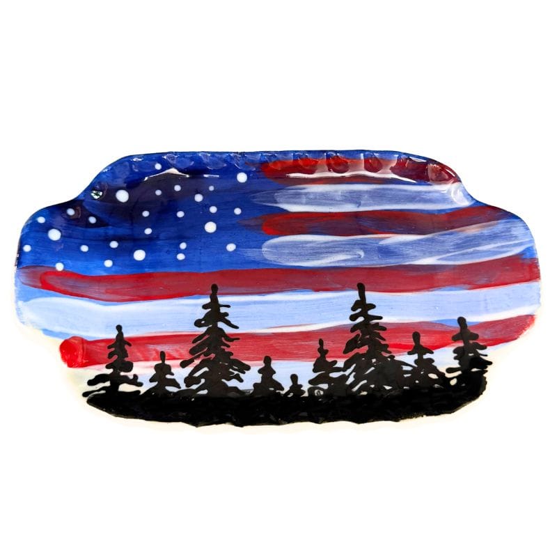 Flags and Firs Small Handled Rectangular Tray