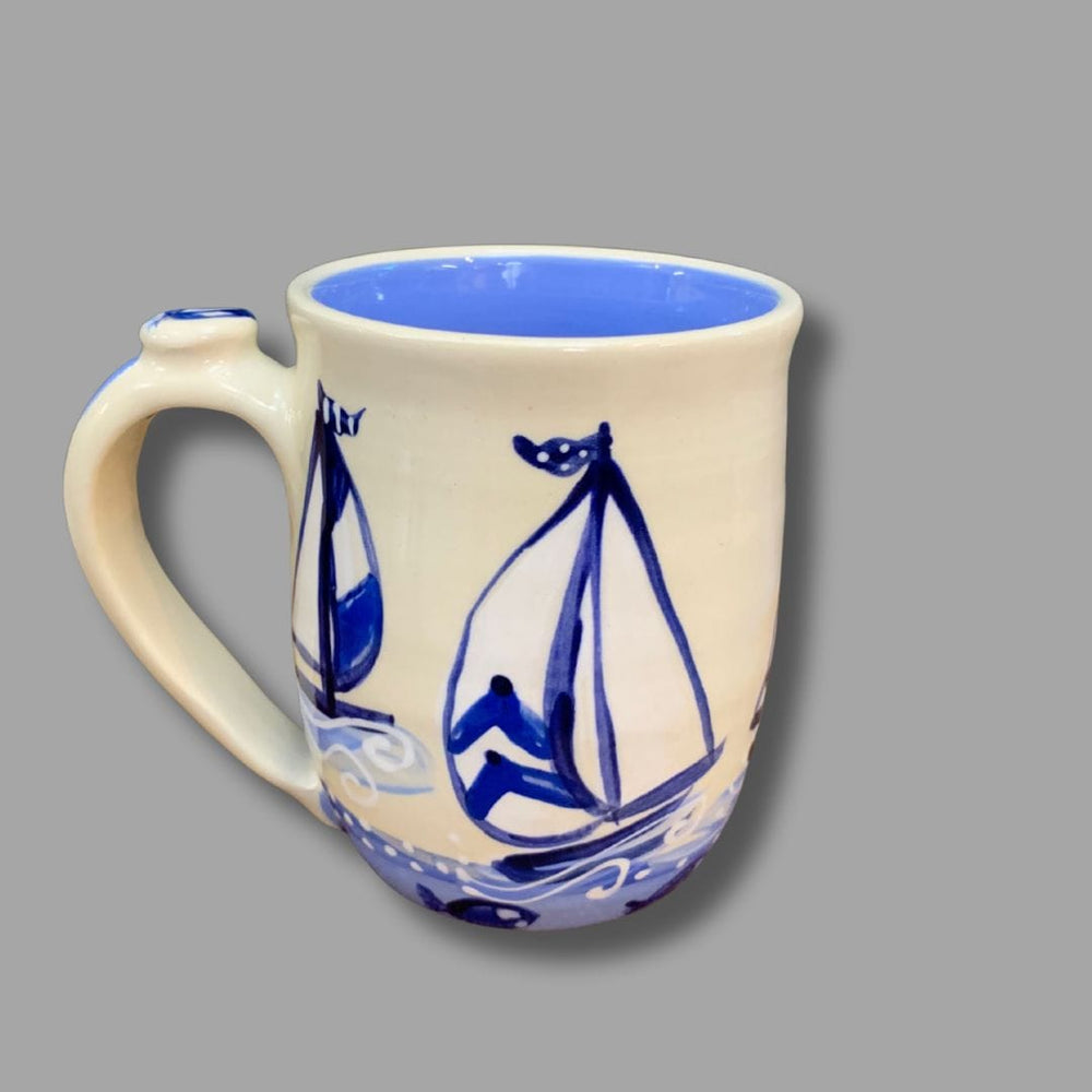 Blue and White Sailboat Mug
