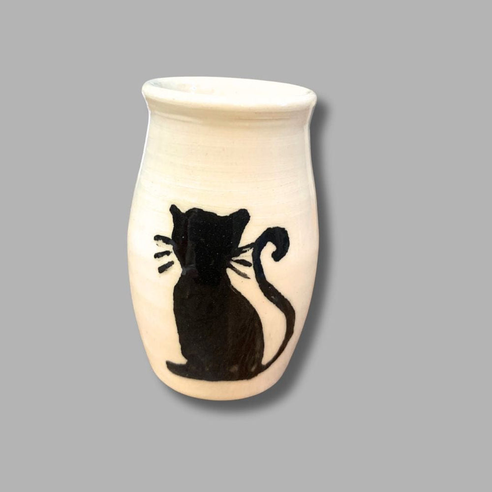 Black Cat Small Tall Vase