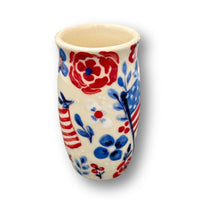 Red, White and Blue Floral Vase