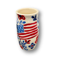 Red, White and Blue Floral Vase