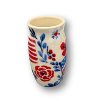 Red, White and Blue Floral Vase