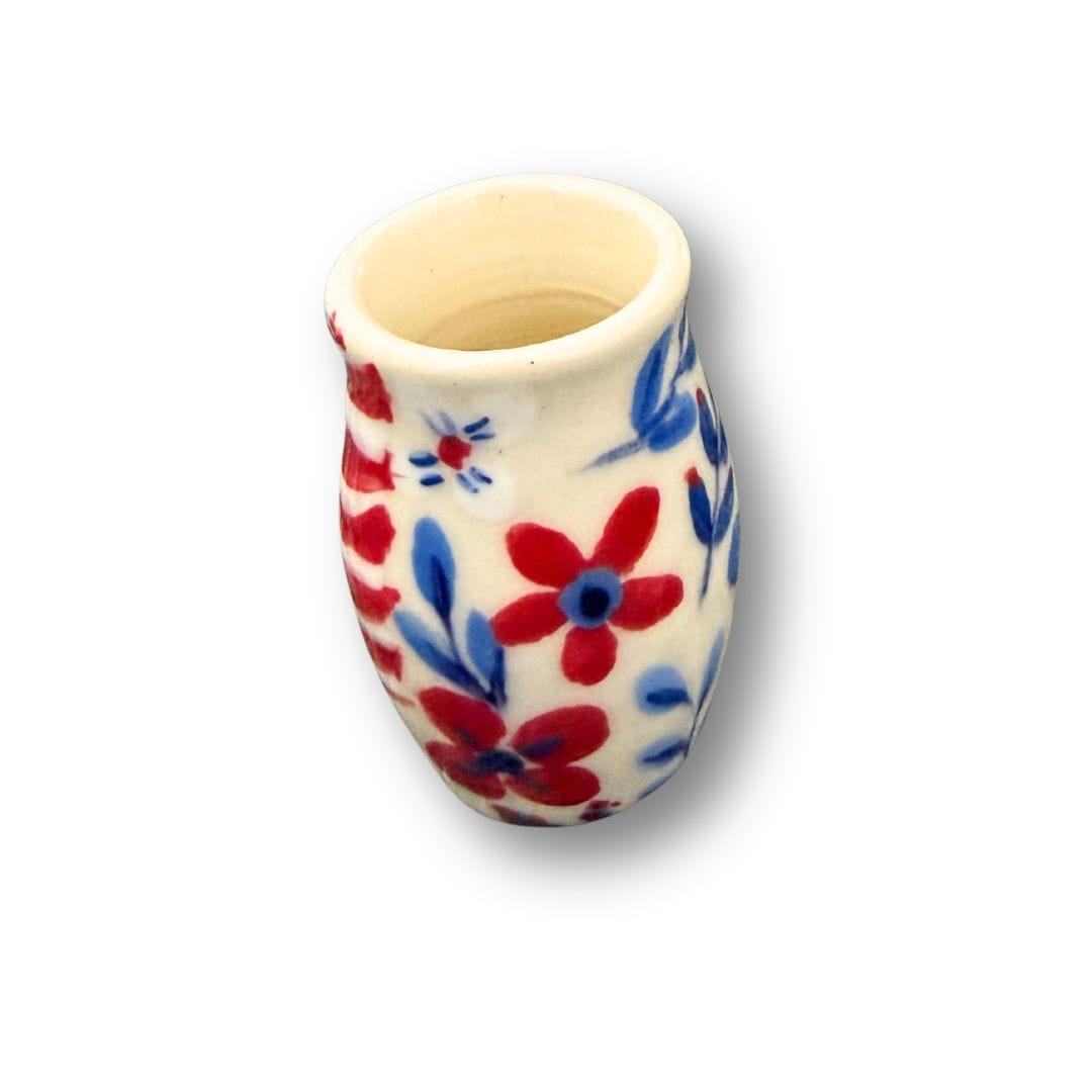 Red, White and Blue Floral Small Vase