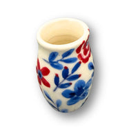 Red, White and Blue Floral Small Vase