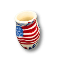 Red, White and Blue Floral Small Vase