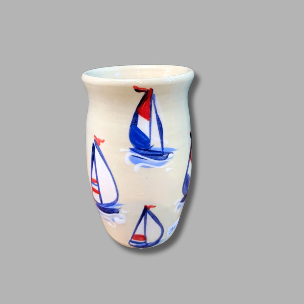 Red, White and Blue Sailboat Pencil Vase