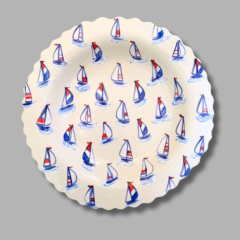 Red, White, and Blue Sailboat Large Platter