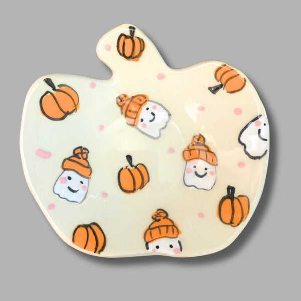 Pumpkin and Friendly Ghost Pattern Trinket Tray