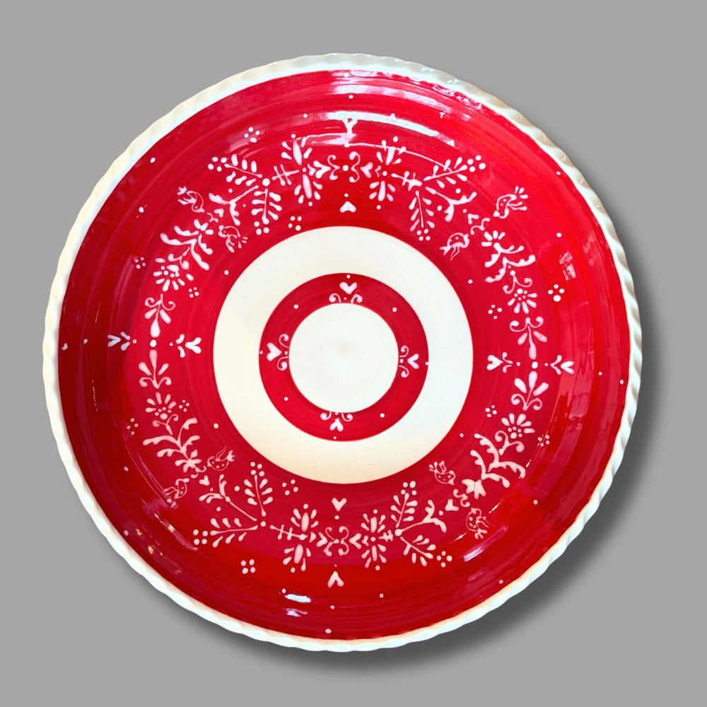 Red Scandinavian Folk Large Platter