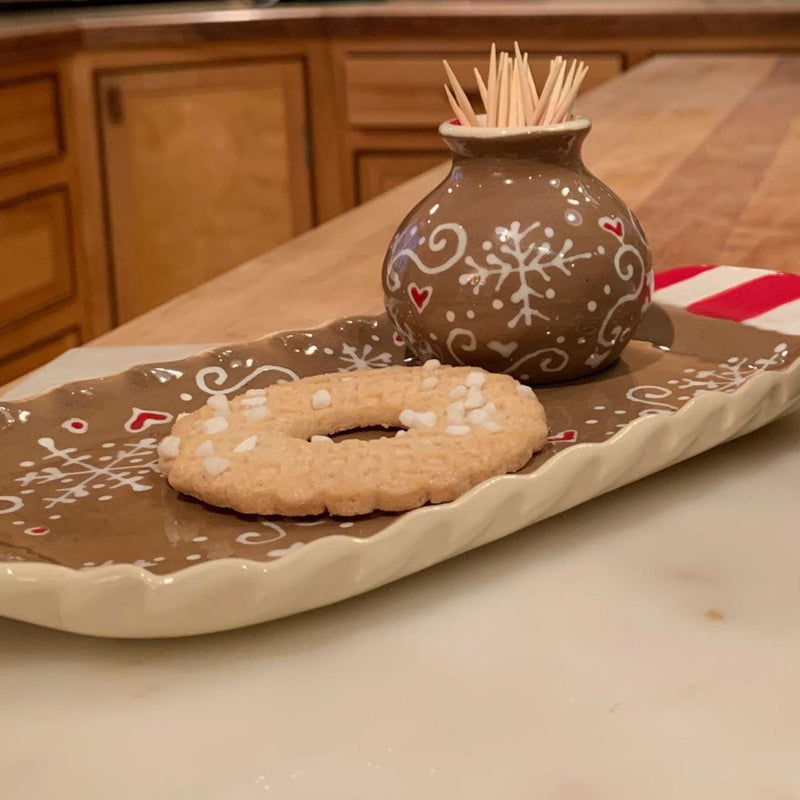 Gingerbread Small Handled Rectangular Tray