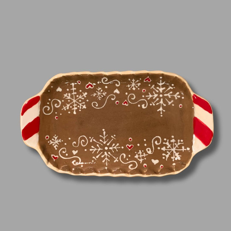 Gingerbread Small Handled Rectangular Tray