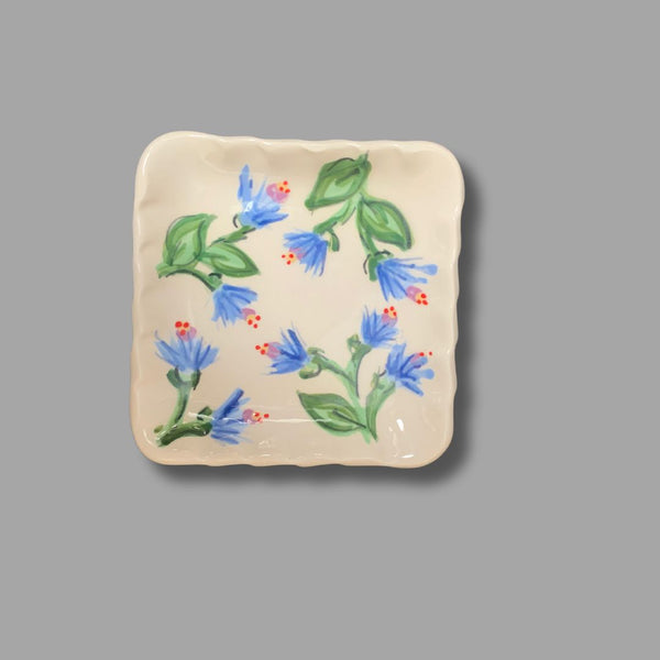 Blue Flower Square Tray