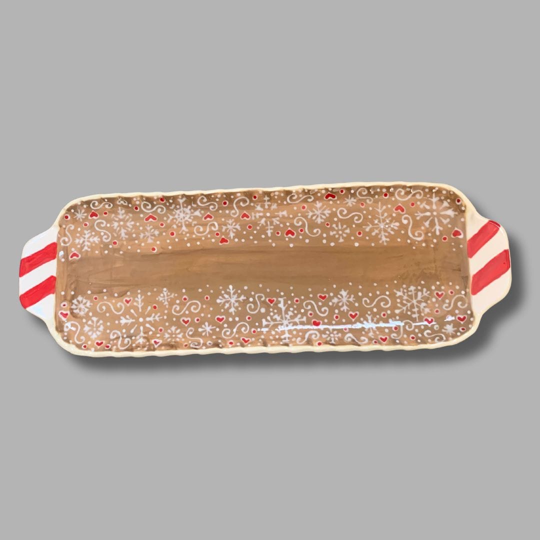 Gingerbread Medium Handled Rectangular Tray