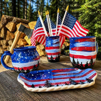 Flags and Firs Small Handled Rectangular Tray